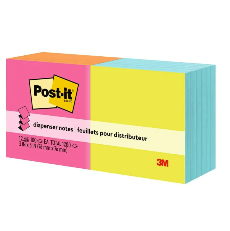 Post-it Pop Up Notes, 3 x 3 in, 12 Sticky Note Pads, 100 Sheets/Pad, School Supplies, Accordion Sticky Notes Works with Pop Up Dispenser, Poptimistic