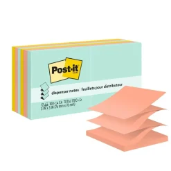 Post-it Pop Up Notes, 3 x 3 in, 12 Sticky Note Pads, 100 Sheets/Pad, School Supplies and Office Products, Accordion Sticky Notes, Beachside Café