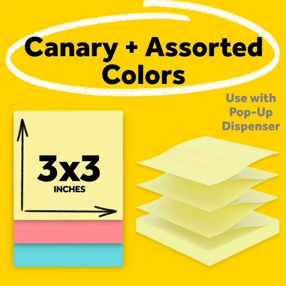 Post-it Pop Up Notes Value Pack, 18 Pads, 100 Sheets, 3 in x 3 in, Clean Removal, School Supplies & Office Products - R330144B