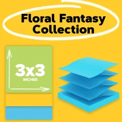 Post-it Pop-up Notes, 3 x 3 in, 12 Sticky Note Pads, 100 Sheets/Pad, School Supplies and Office Products, Accordion Sticky Notes, Floral Fantasy
