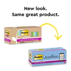 Post-it Recycled Super Sticky Notes, 70 Sheets, 24 Pads, 3 in x 3 in, 100% Recycled, 2x Sticking Power, School Supplies & Office Products