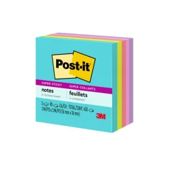 Post-it Super Sticky Notes, 3 x 3 in, 5 Sticky Note Pads, 90 Sheets/Pad, 2X the Sticking Power, School Supplies and Office Products, Supernova Neons