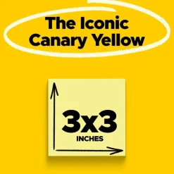 Post-it Super Sticky Notes, 3 x 3 in, 12 Sticky Note Pads, 90 Sheets/Pad, 2X the Sticking Power, School Supplies and Office Products, Canary Yellow