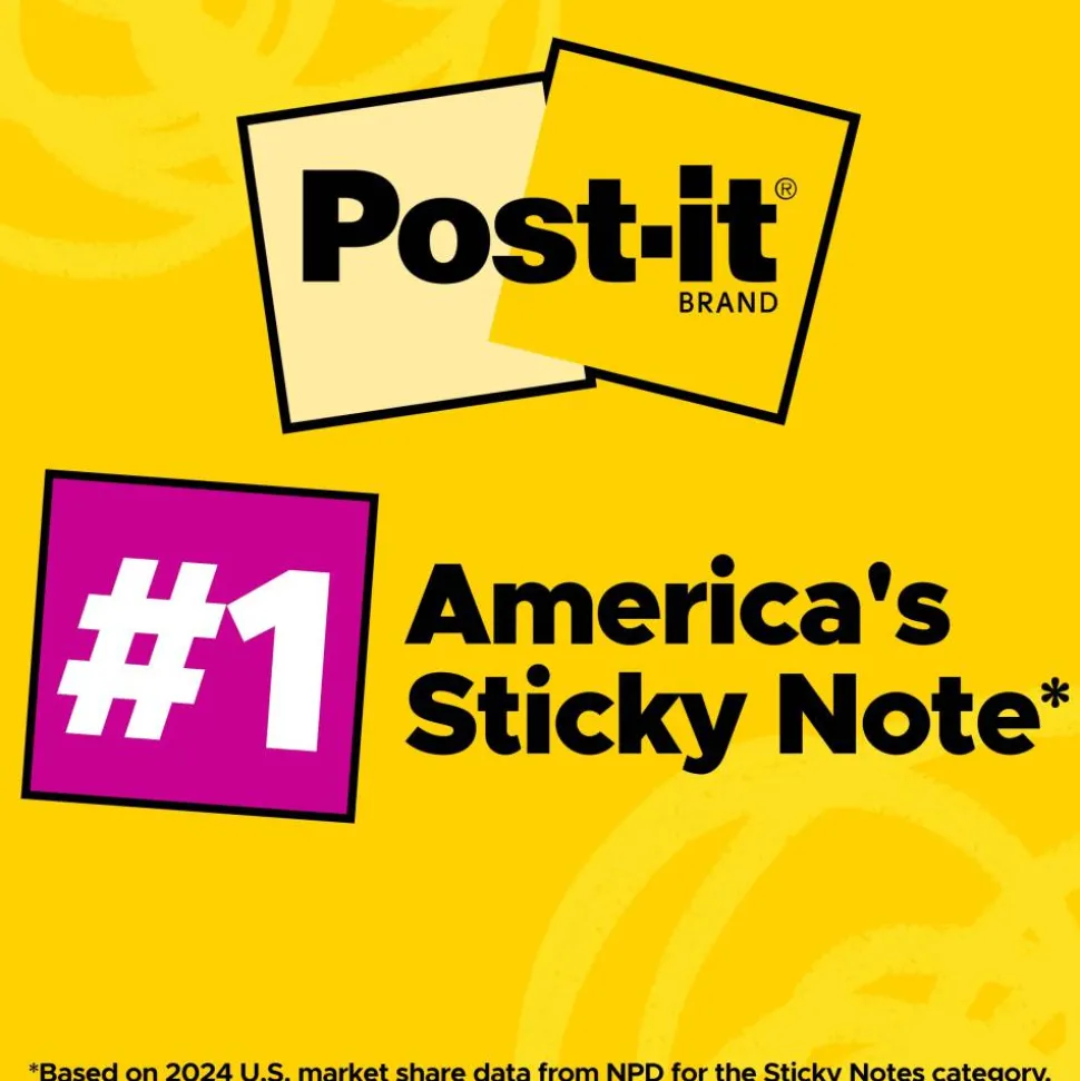 Post-it Super Sticky Notes, 10 Pads, 90 Sheets, 1 7/8 in x 1 7/8 in, 2x Sticking Power, School Supplies & Office Products - 62210SSCY