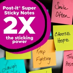 Post-it Super Sticky Notes, 10 Pads, 90 Sheets, 1 7/8 in x 1 7/8 in, 2x Sticking Power, School Supplies & Office Products - 62210SSCY