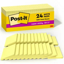 Post-it Super Sticky Notes, 24 Pads, 90 Sheets, 3 in x 3 in, 2x Sticking Power, School Supplies & Office Products - 65424SSCP