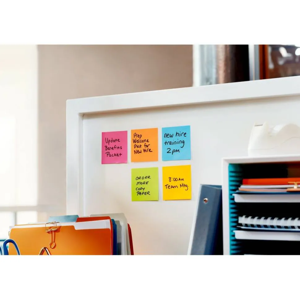 Post-it Super Sticky Notes, 3 x 3 in, 12 Sticky Note Pads, 90 Sheets/Pad, 2X the Sticking Power, School Supplies and Office Products, Neon Fizz
