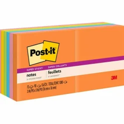 Post-it Super Sticky Notes, 3 x 3 in, 12 Sticky Note Pads, 90 Sheets/Pad, 2X the Sticking Power, School Supplies and Office Products, Neon Fizz