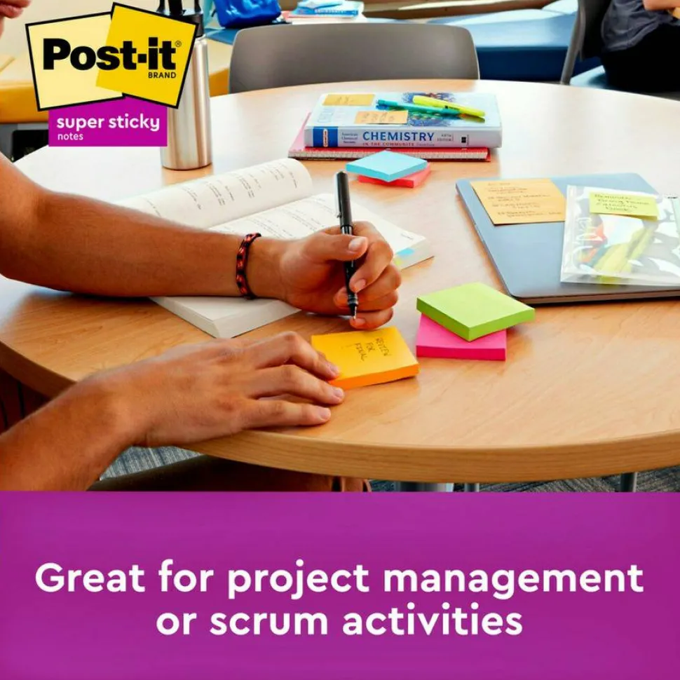 Post-it Super Sticky Notes, 3 x 3 in, 12 Sticky Note Pads, 90 Sheets/Pad, 2X the Sticking Power, School Supplies and Office Products, Neon Fizz