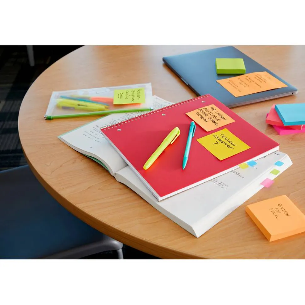 Post-it Super Sticky Notes, 3 x 3 in, 12 Sticky Note Pads, 90 Sheets/Pad, 2X the Sticking Power, School Supplies and Office Products, Neon Fizz