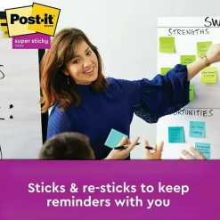 Post-it Super Sticky Notes, 3 x 3 in, 24 Bulk Sticky Note Pads, 90 Sheets/Pad, 2X the Sticky Power, School Supplies and Office Products, Energy Boost