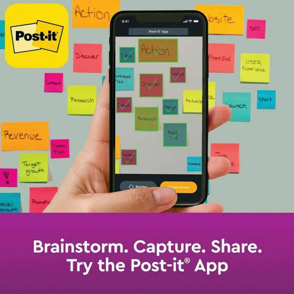 Post-it Super Sticky Notes, 3 x 3 in, 24 Bulk Sticky Note Pads, 90 Sheets/Pad, 2X the Sticky Power, School Supplies and Office Products, Energy Boost