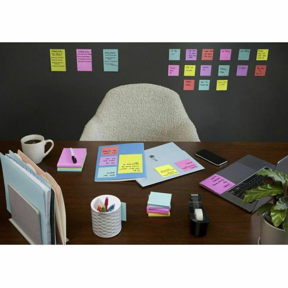 Post-it Super Sticky Notes, 3 x 3 in, 12 Sticky Note Pads, 2X the Sticking Power, School Supplies and Office Products, Supernova Neons