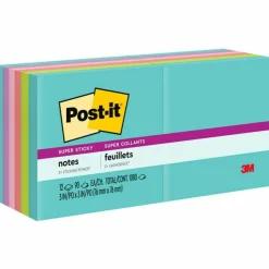 Post-it Super Sticky Notes, 3 x 3 in, 12 Sticky Note Pads, 2X the Sticking Power, School Supplies and Office Products, Supernova Neons