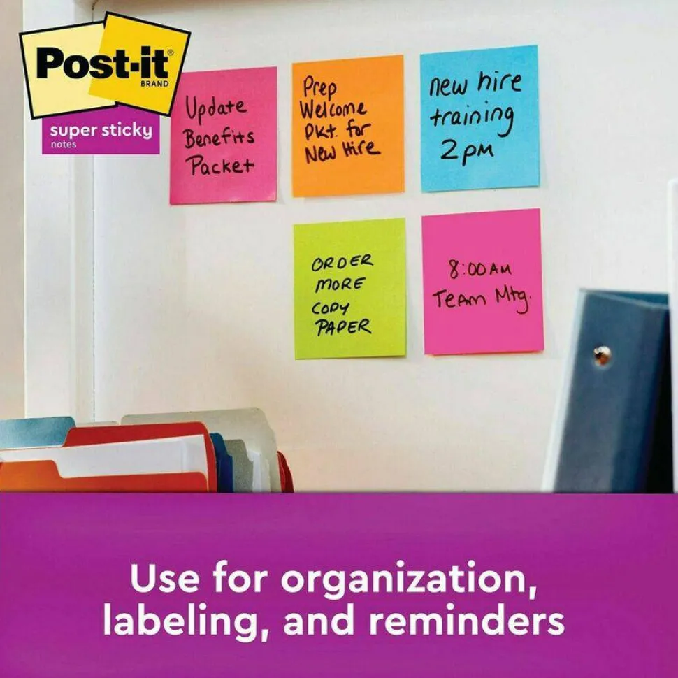 Post-it Super Sticky Notes, 3 in x 3 in, 24 Pads, 70 Sheets/Pad, 2x the Sticking Power, School and Office Supplies, Energy Boost Collection