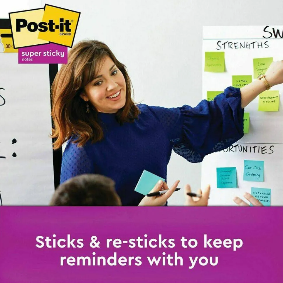 Post-it Super Sticky Notes, 3 in x 3 in, 24 Pads, 70 Sheets/Pad, 2x the Sticking Power, School and Office Supplies, Energy Boost Collection