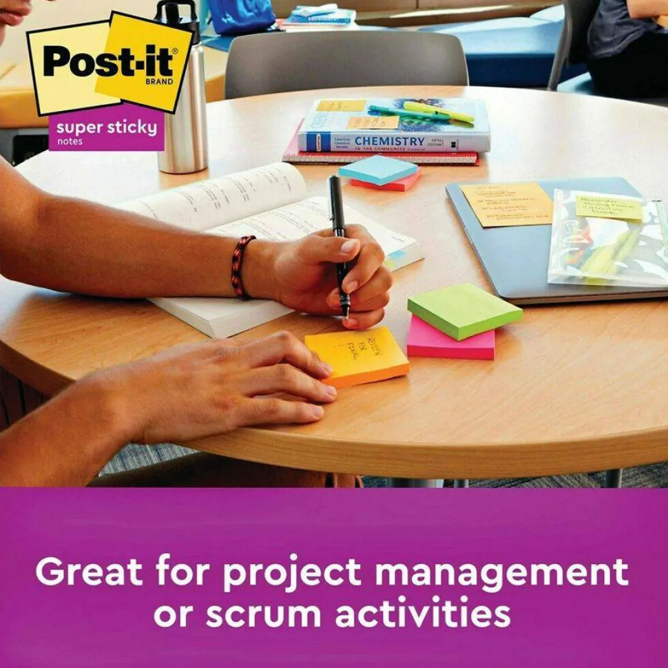 Post-it Super Sticky Notes, 3 in x 3 in, 24 Pads, 70 Sheets/Pad, 2x the Sticking Power, School and Office Supplies, Energy Boost Collection