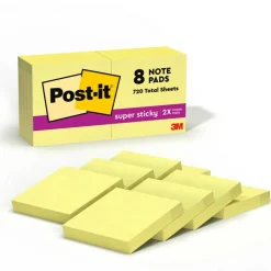 Post-it Super Sticky Notes, 90 Notes/Pad, 8 Pads, 1 7/8 in x 1 7/8 in, 2x the Sticking Power, School Supplies and Office Products - 6228SSCY