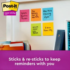 Post-it Super Sticky Notes, 3 x 3 in, 5 Sticky Note Pads, 90 Sheets/Pad, 2X the Sticking Power, School Supplies and Office Products, Energy Boost