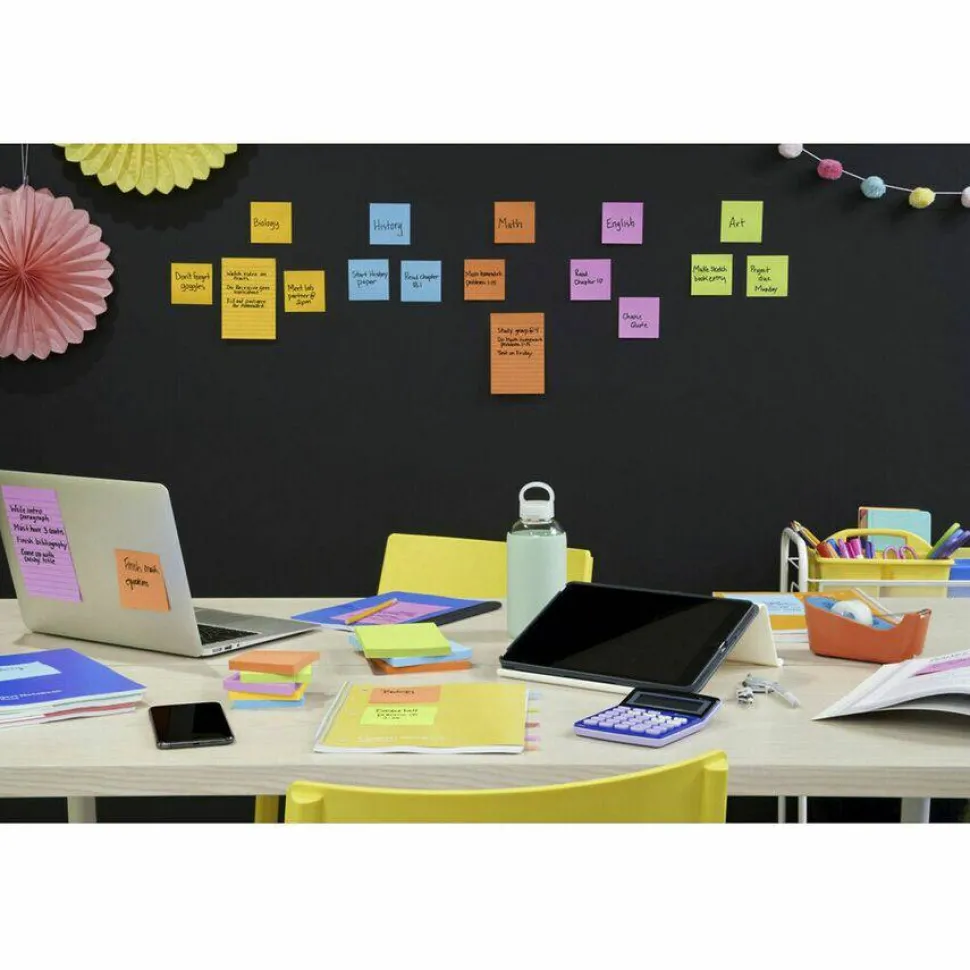 Post-it Super Sticky Notes, 3 x 3 in, 5 Sticky Note Pads, 90 Sheets/Pad, 2X the Sticking Power, School Supplies and Office Products, Energy Boost