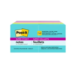Post-it Super Sticky Notes, 1.88 x 1.88 in, 8 Mini Sticky Note Pads, 90 Sheets/Pad, 2X the Sticking Power, School Supplies, Supernova Neons