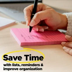 Post-it Super Sticky Notes, 4 x 6 in, 5 Lined Sticky Note Pads, 90 Sheets/Pad, 2X the Sticking Power, School and Office Supplies, Canary Yellow