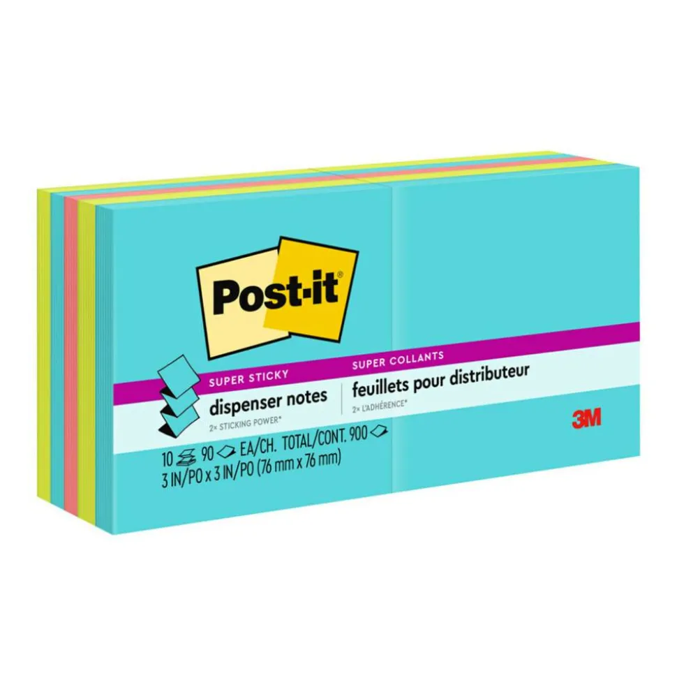 Post-it Super Sticky Pop Up Notes, 3 x 3 in, 10 Sticky Note Pads, 90 Sheets/Pad, 2X the Sticking Power, School and Office Supplies, Supernova Neons