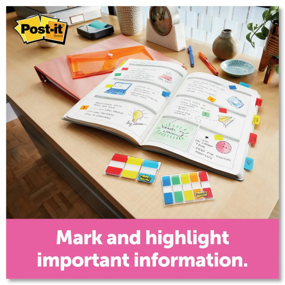 Post-it Assorted 1/2" Portable Flags - Assorted - Self-stick - 189 / Pack