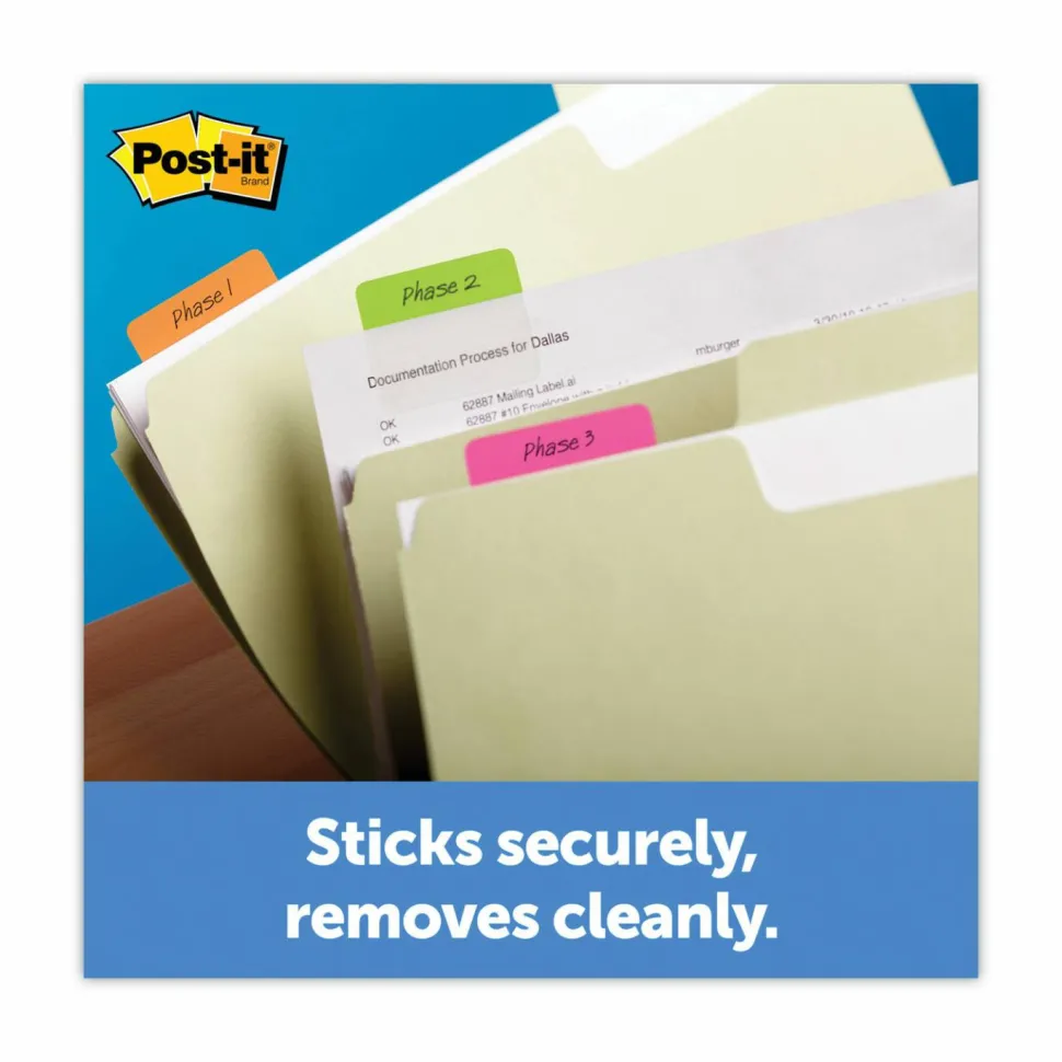 Post-it Durable Tabs, 2 in. x 1.5 in., Pack of 50 Tabs White