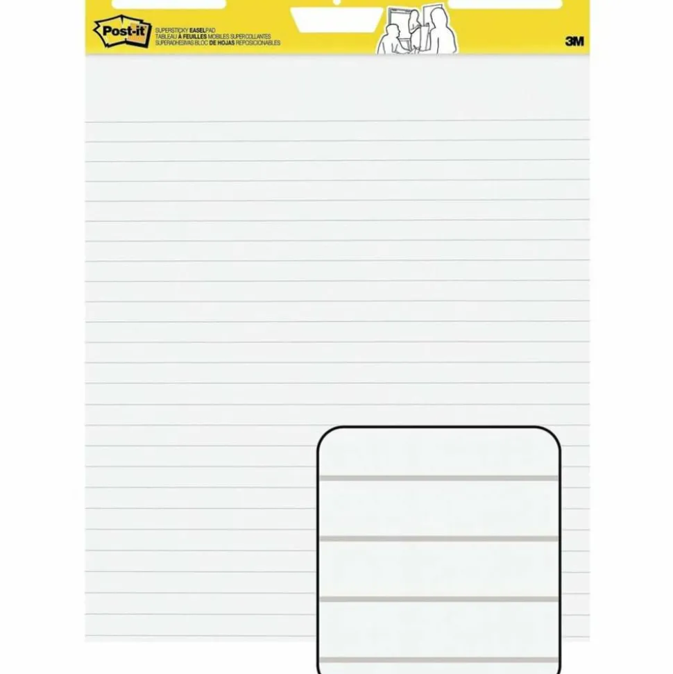 Post-it Easel Pads, 25 in x 30 in, 6 Pads, 30 Sheets/Pad, 30 Sheets/Pad, Lined, Great for Virtual Teachers and Students, White