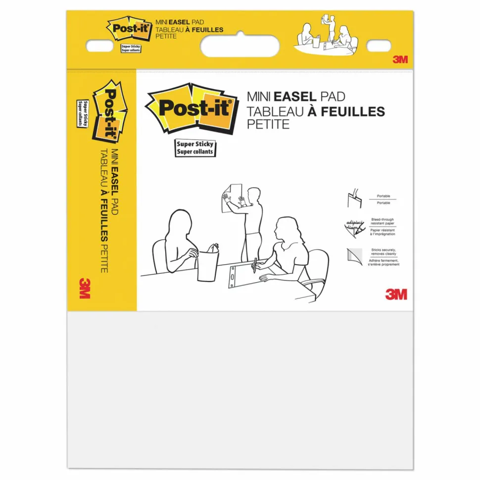 Post-it Easel Pads Super Sticky Vertical-Orientation Self-Stick Easel Pads, Unruled, (20) White 15" x 18" Sheets, 2/Pack