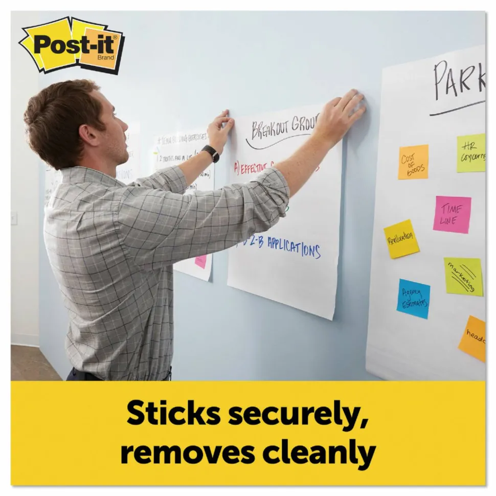 Post-it Easel Pads Super Sticky Vertical-Orientation Self-Stick Easel Pads, Unruled, (20) White 15" x 18" Sheets, 2/Pack