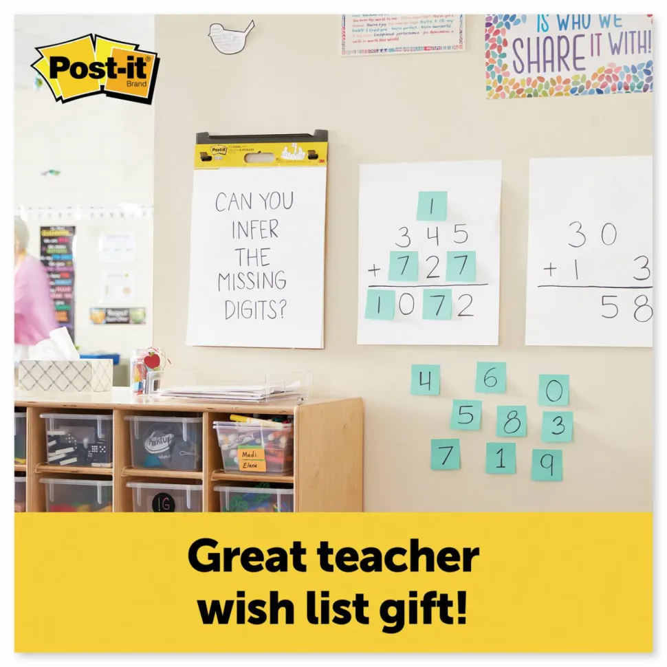 Post-it Easel Pads Super Sticky Vertical-Orientation Self-Stick Easel Pads, Unruled, (20) White 15" x 18" Sheets, 2/Pack