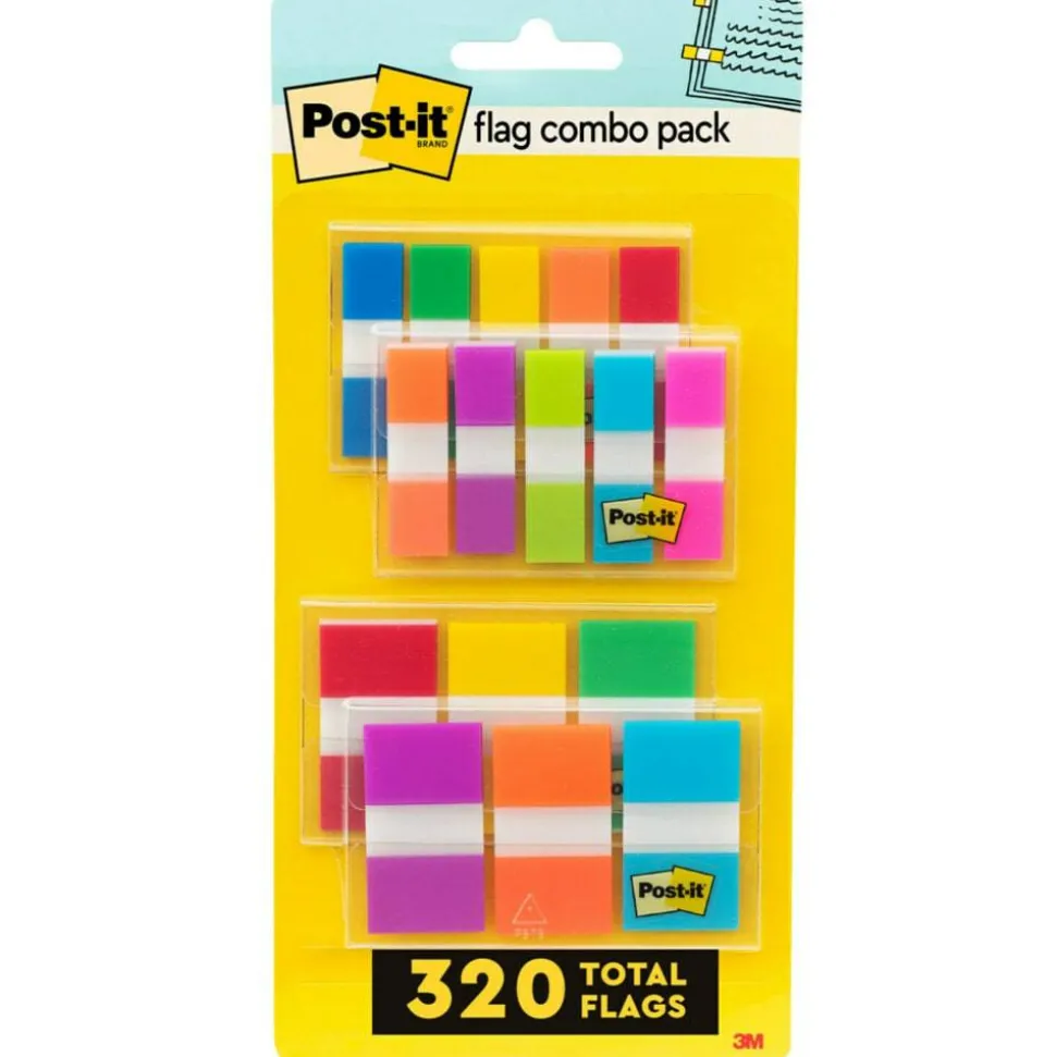 Post-it Flag Multipack, 1/2" And 1", Assorted Colors, Pack Of 320