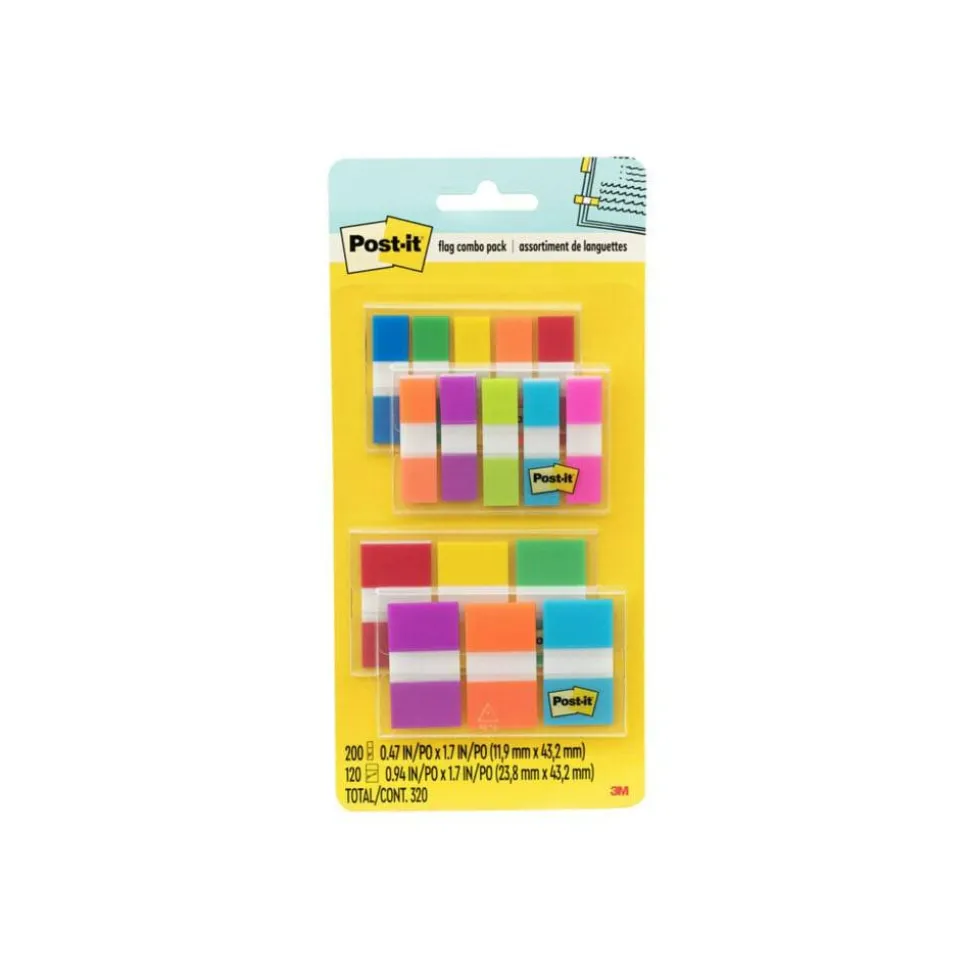 Post-it Flag Multipack, 1/2" And 1", Assorted Colors, Pack Of 320