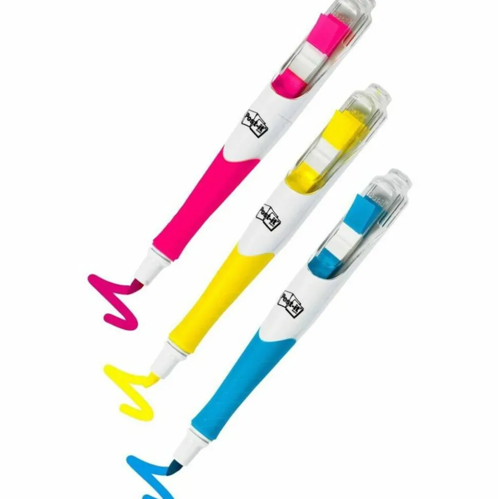 Post-it Flag Plus Highlighters, Assorted Colors, Pack Of 3