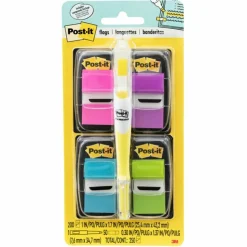 Post-it Flags, 4 Dispensers, 50 Flags/Dispenser, Assorted Bright Colors, School Supplies for Students, Flags for Textbooks and Notebooks