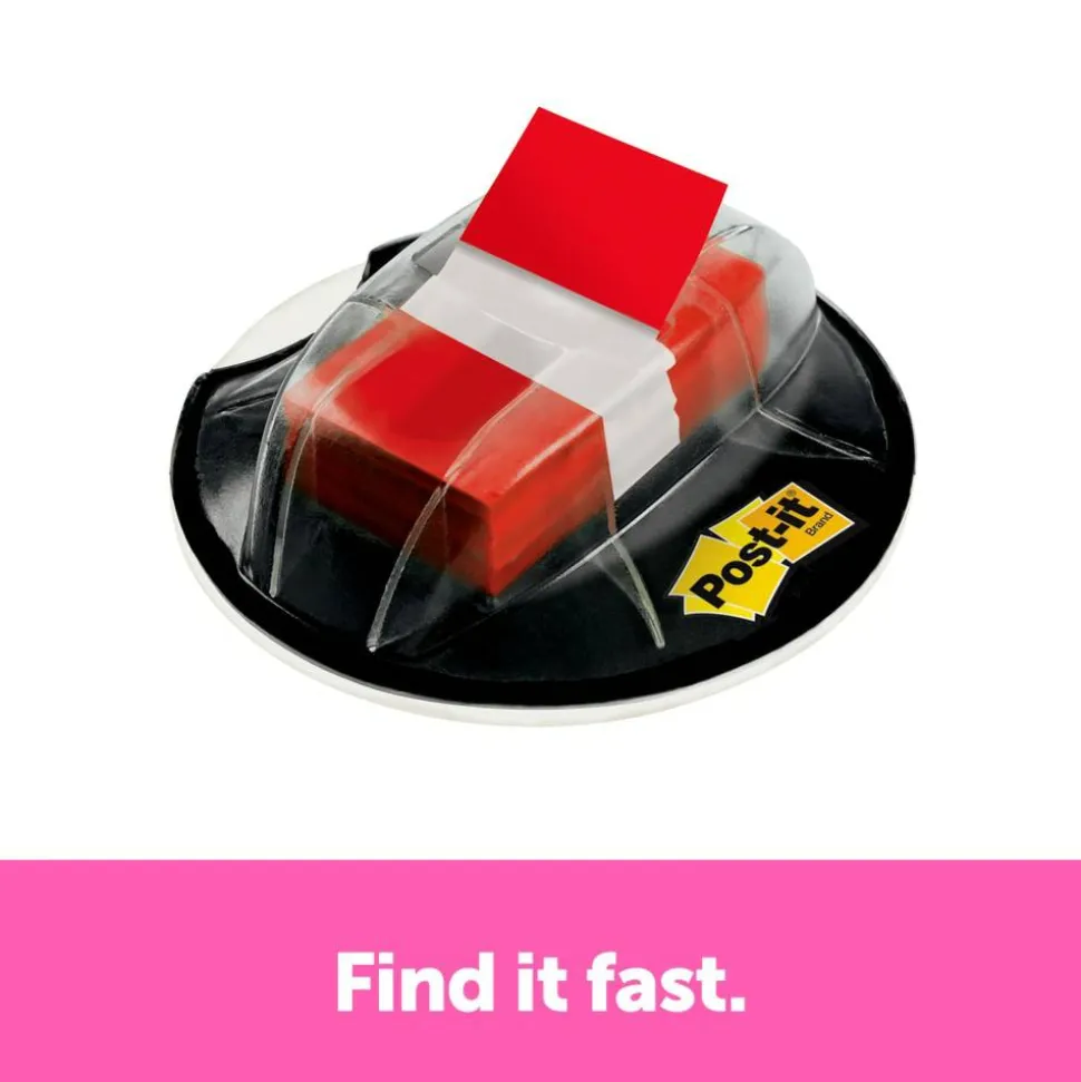 Post-it Flags in Desk Grip Dispenser, 1" x 1 -11/16", Red, 200 Flags