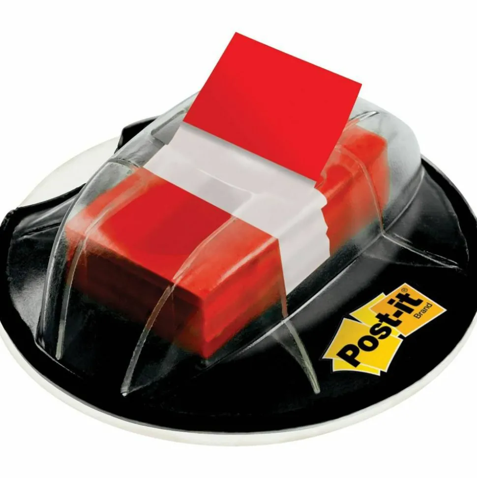 Post-it Flags in Desk Grip Dispenser, 1" x 1 -11/16", Red, 200 Flags