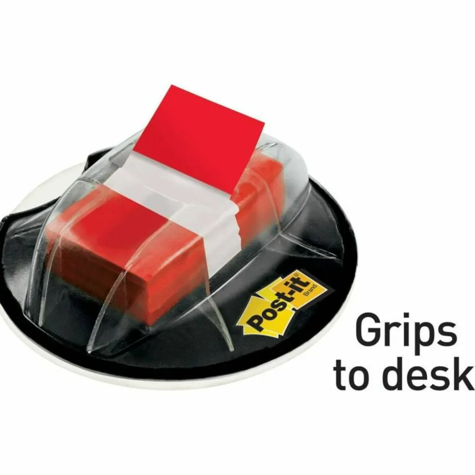 Post-it Flags in Desk Grip Dispenser, 1" x 1 -11/16", Red, 200 Flags