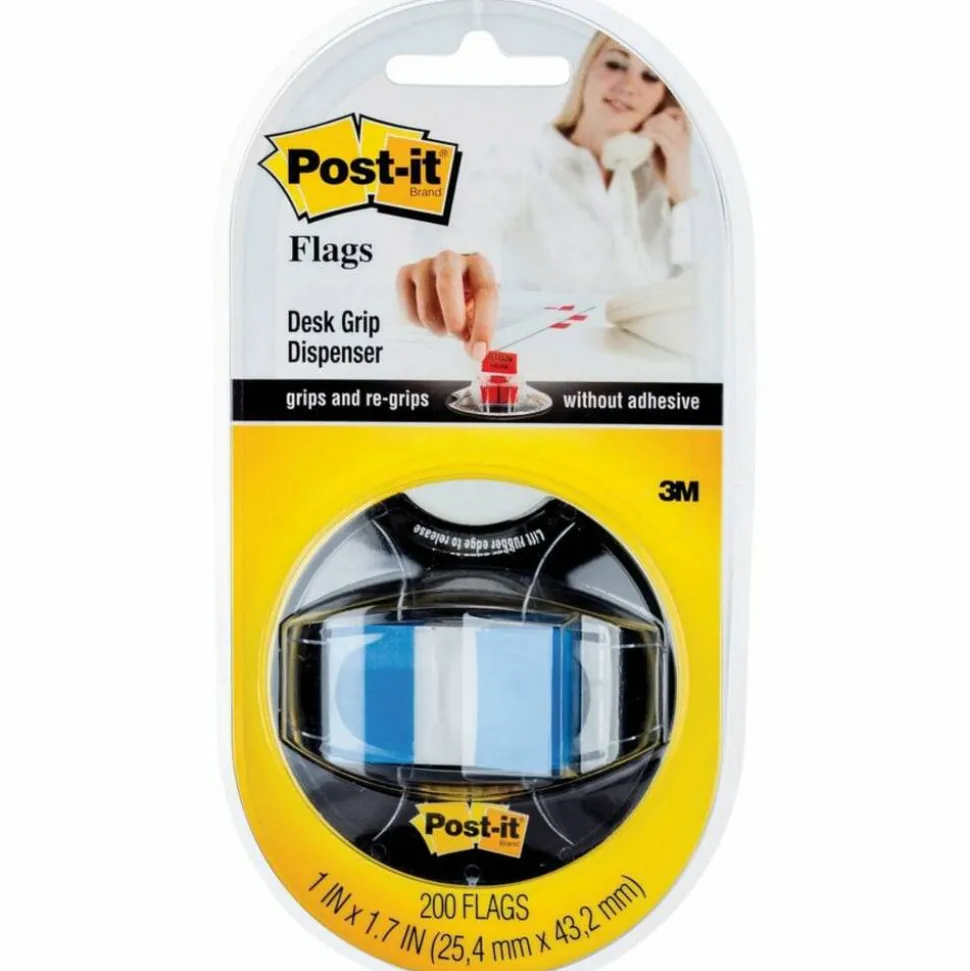 Post it Flags in Desk Grip Dispenser, 1" x 1 7/10", Blue, 200 Flags