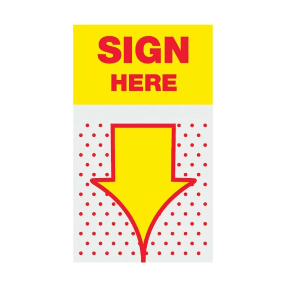 Post-it Flags, 1 in. x 1.7 in., 1 Dispenser, 200 Flags/Dispenser, Yellow, Printed "Sign Here", Desk Grip Dispenser, School Supplies for Students