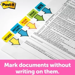 Post-it Flags, 1 in. x 1.7 in., 1 Dispenser, 200 Flags/Dispenser, Yellow, Printed