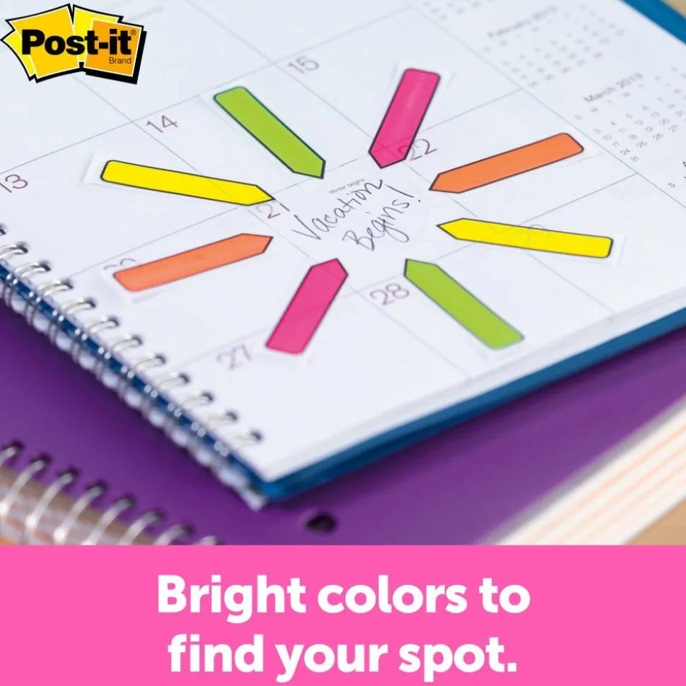 Post-it Flags, .47 in. x 1.7 in., 4 Dispensers, 20 Flags/Dispenser, Assorted Bright Colors, "Sign & Date", Back to School Supplies for Students