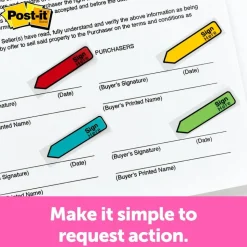 Post-it Flags, .47 in. x 1.7 in., 4 Dispensers, 20 Flags/Dispenser, Assorted Bright Colors,