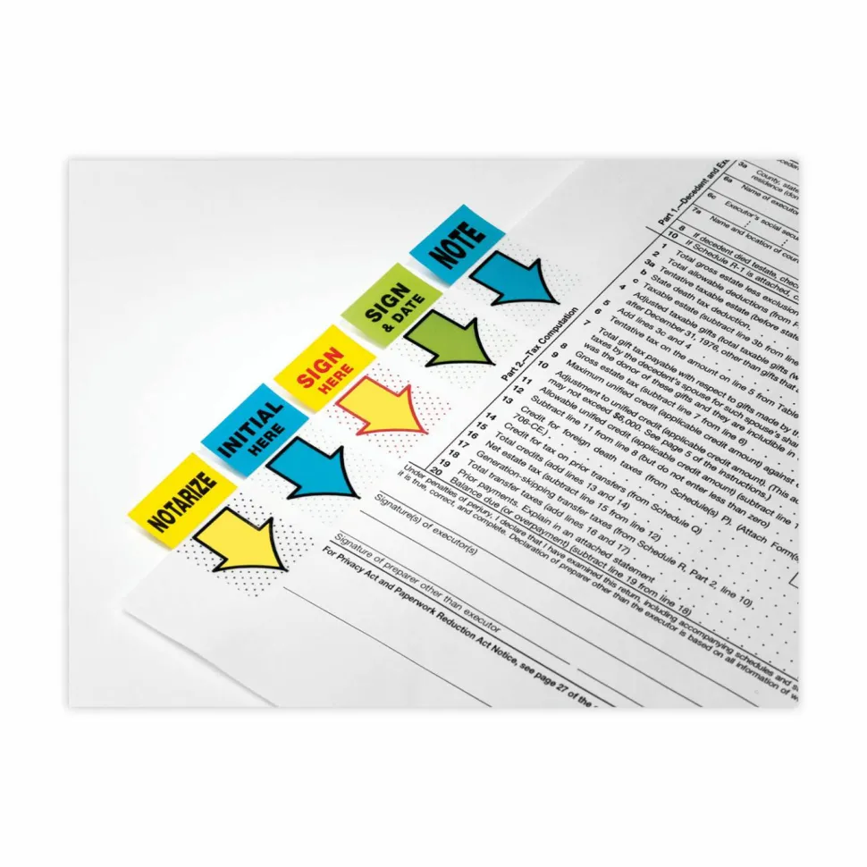 Post-it Flags, 1 in. x 1.7 in., 2 Dispensers, 50 Flags/Dispenser, Yellow, Printed "Sign Here", School Supplies for Students, Flags for Textbooks