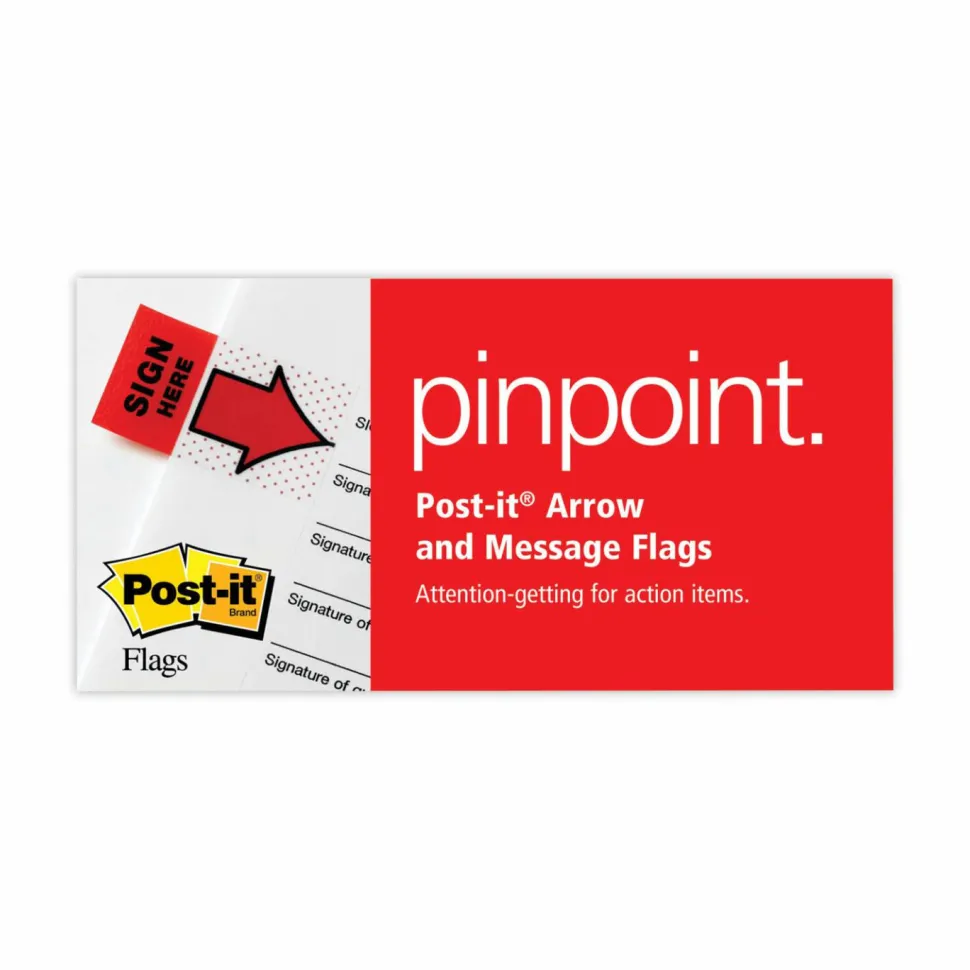 Post-it Flags, 1 in. x 1.7 in., 2 Dispensers, 50 Flags/Dispenser, Yellow, Printed "Sign Here", School Supplies for Students, Flags for Textbooks