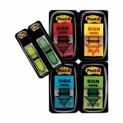 Post-it Flags, 1 in. x 1.7 in., 4 Dispensers, 50 Flags/Dispenser, Assorted Colors,