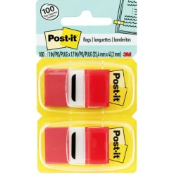 Post-it Flags, 1 in. x 1.7 in., 12 Dispensers, 50 Flags/Dispenser, Red, School Supplies for Students, Flags for Textbooks and Notebooks