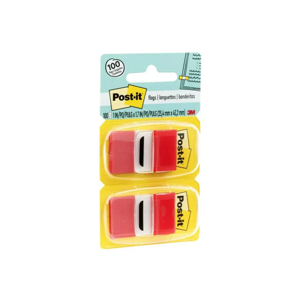 Post-it Flags, 1 in. x 1.7 in., 12 Dispensers, 50 Flags/Dispenser, Red, School Supplies for Students, Flags for Textbooks and Notebooks